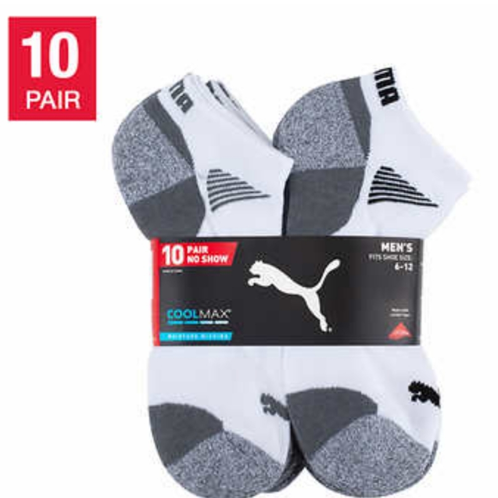PUMA Men's 10-pair No Show Socks - regular